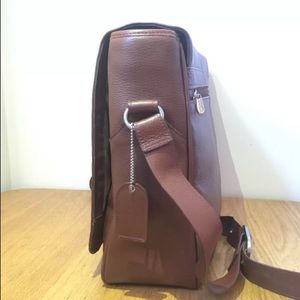 cognac brown leather messenger bag